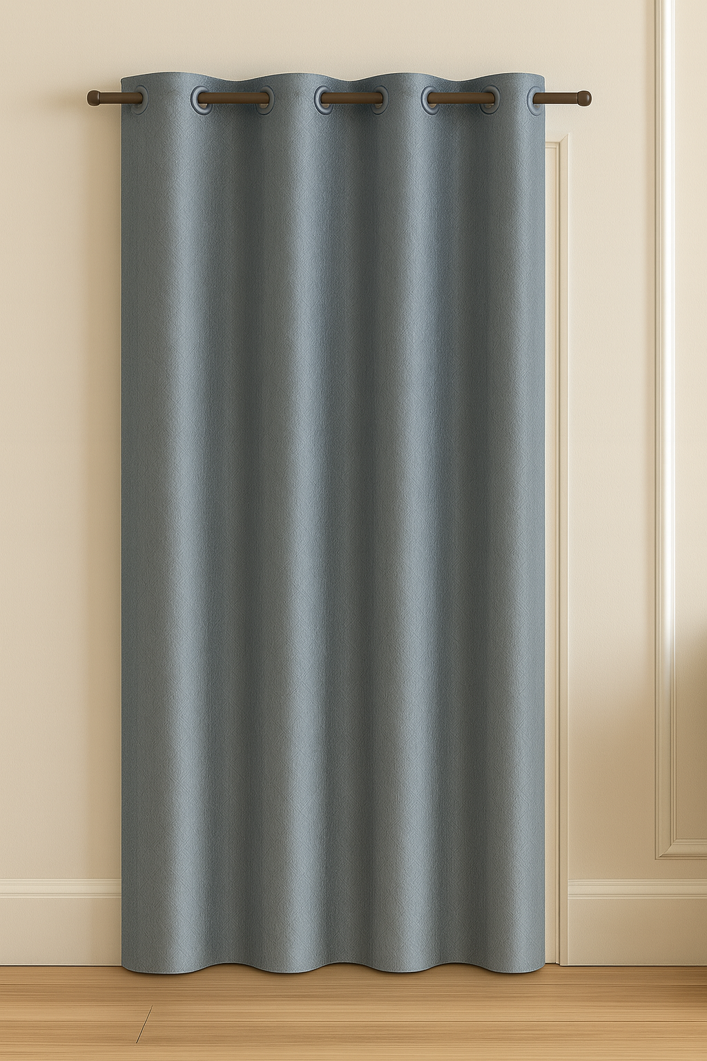 Long Crush Fabric Luxurious Curtain | Minimal Design | Grommet Top | Pack of 1 | 7 * 4ft for Doors & Doorways | Dusky Blue Colour | Tie Back Included