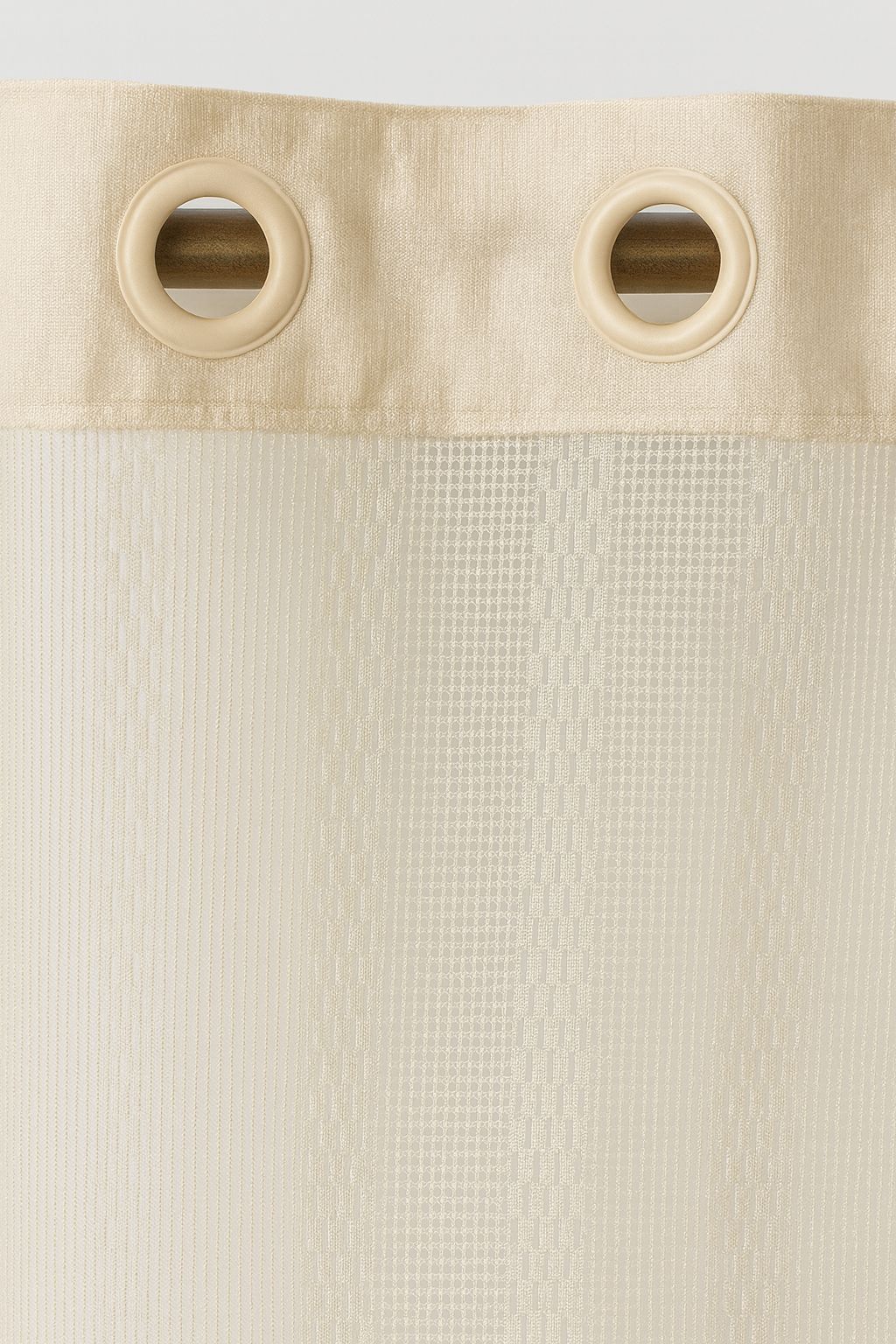 Star Net Design Curtain | Window Length 5 * 4ft | Grommet Top | Silver Metallic Pattern | Pack of 1 | Cream Colour | Tie Back Included