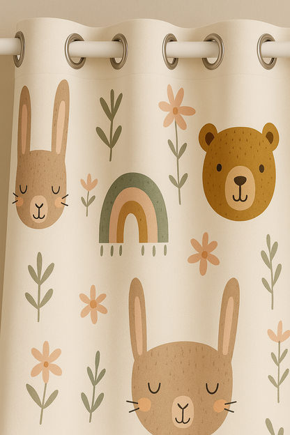 Premium Kids Blackout Curtain | Cute Animal & Rainbow Digital Print | 5 * 4ft for Windows | 98% Light Blocking, Soft Fabric | Grommet Top | Pack of 1 (5 * 4ft)