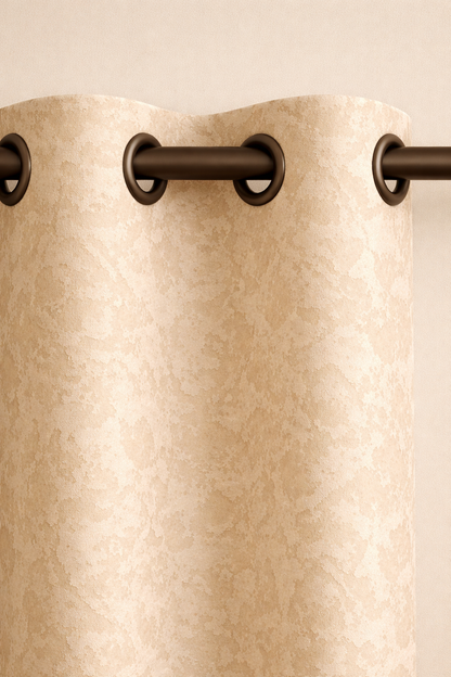 Blackout Emboss Grommet Luxury Curtain | Textured Fabric | Grommet Top | Pack of 1 | 7 * 4ft for Doors | Off-White Colour | Tie Back Included
