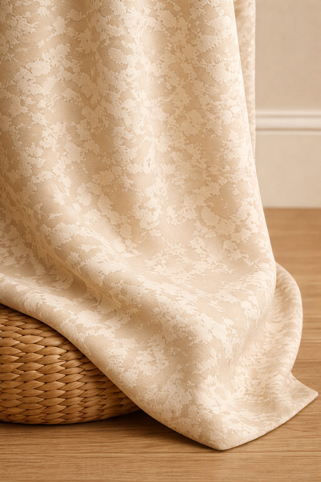 Blackout Emboss Grommet Luxury Curtain | Textured Fabric | Grommet Top | Pack of 1 | 7 * 4ft for Doors | Off-White Colour | Tie Back Included