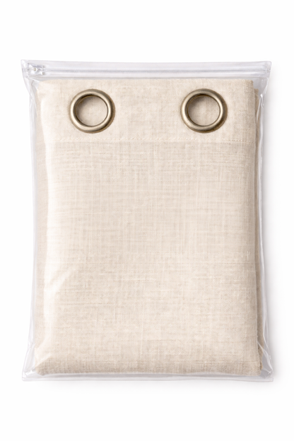 Premium Linen Textured Curtain | Off-White | Grommet Top | Light Filtering | 5 * 4ft Window Size | Pack of 1