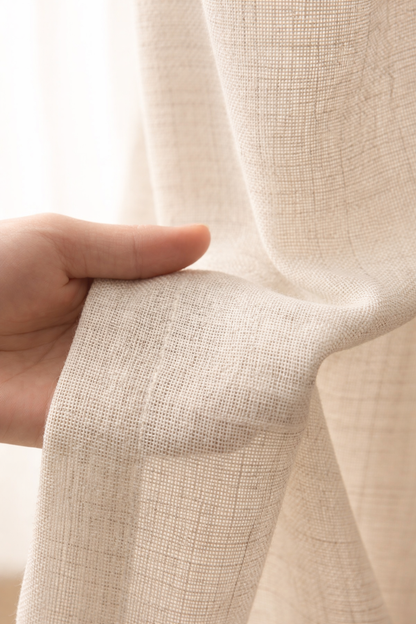Premium Linen Textured Curtain | Off-White | Grommet Top | Light Filtering | 5 * 4ft Window Size | Pack of 1