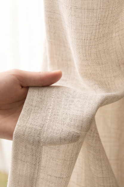 Premium Linen Textured Curtain | Off-White | Grommet Top | Light Filtering | 5 * 4ft Window Size | Pack of 1