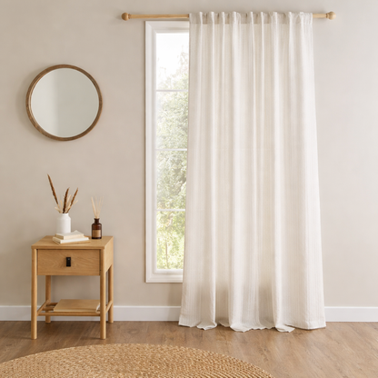 Premium Linen Textured Curtain | Off-White | Grommet Top | Light Filtering | 5 * 4ft Window Size | Pack of 1