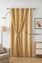 Double Layer Blackout Curtains with Net Overlay | Cream Colour | Grommet top | 5 * 4ft Window Size | Pack of 1