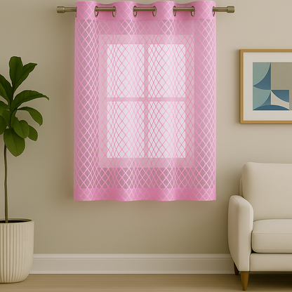 Pink Sheer Curtain for Windows | 5*4 Ft Window Curtain | Light Filtering, Premium | Pack of 1