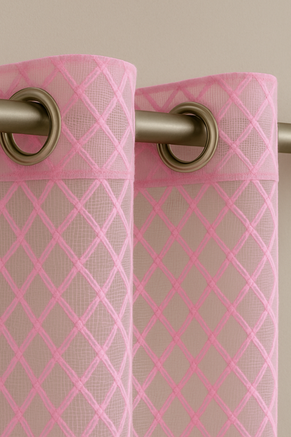 Pink Sheer Curtain for Windows | 5*4 Ft Window Curtain | Light Filtering, Premium | Pack of 1