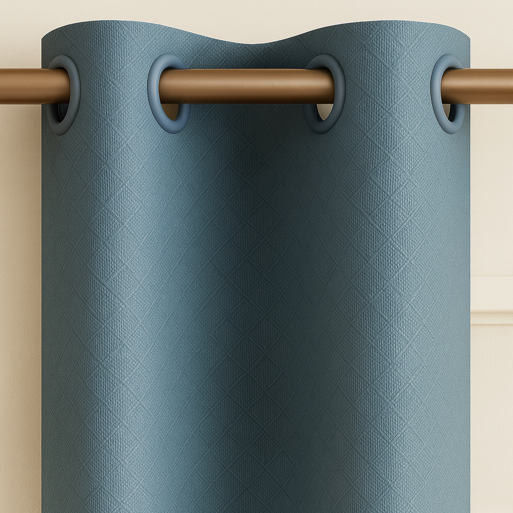 Long Crush Fabric Luxurious Curtain | Minimal Design | Grommet Top | Pack of 1 | 7 * 4ft for Doors & Doorways | Dusky Blue Colour | Tie Back Included