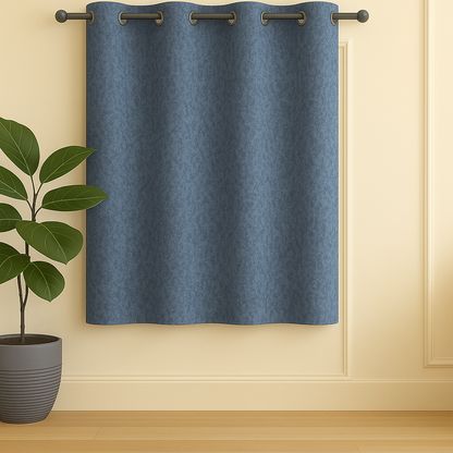 Mist Blue Emboss Blackout | Grommet Top | Pack of 1 | 5 * 4ft for Windows | Tie Back Included | (Dusky Blue, Window: 5x4 Feet)