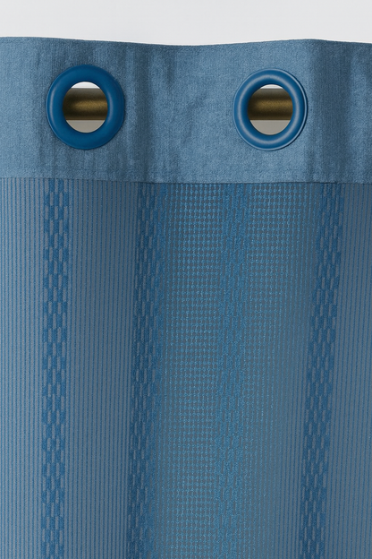 Sheer Star Net Design Curtain | 7 * 4ft | Grommet Top | Pack of 1 | Dusky Blue Colour | Tie Back Included (Dusky Blue, 7ft)