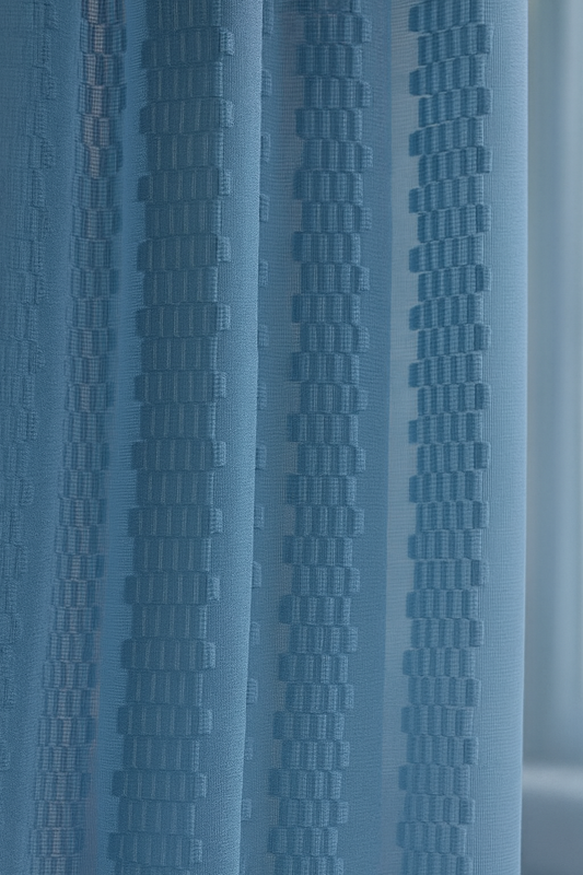 Sheer Star Net Design Curtain | 7 * 4ft | Grommet Top | Pack of 1 | Dusky Blue Colour | Tie Back Included (Dusky Blue, 7ft)