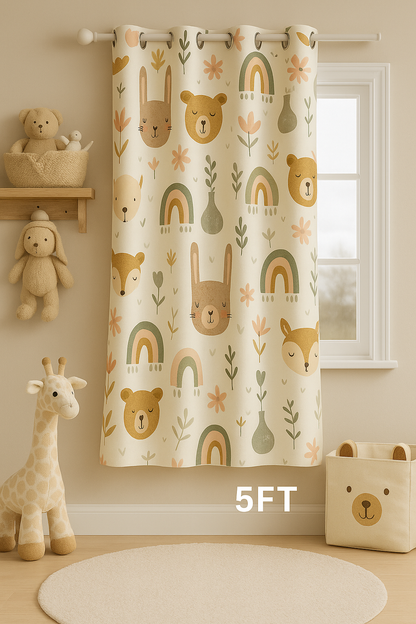 Premium Kids Blackout Curtain | Cute Animal & Rainbow Digital Print | 5 * 4ft for Windows | 98% Light Blocking, Soft Fabric | Grommet Top | Pack of 1 (5 * 4ft)
