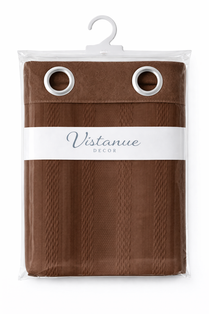 Star Net Design Curtain | 7 * 4ft | Grommet Top | Pack of 1 | Brown Colour | Tie Back Included