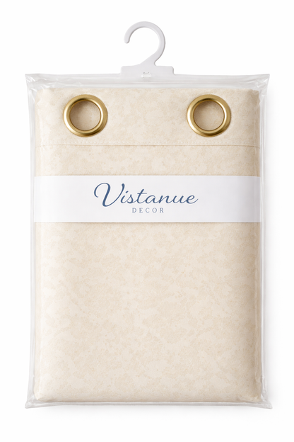 Blackout Emboss Grommet Luxury Curtain | Textured Fabric | Grommet Top | Pack of 1 | 7 * 4ft for Doors | Off-White Colour | Tie Back Included