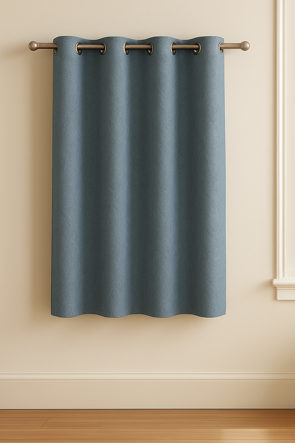 Long Crush Fabric Luxurious Curtain | Minimal Design | Grommet Top | Pack of 1 | 7 * 4ft for Doors & Doorways | Dusky Blue Colour | Tie Back Included