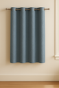Long Crush Fabric Luxurious Curtain | Minimal Design | Grommet Top | Pack of 1 | 7 * 4ft for Doors & Doorways | Dusky Blue Colour | Tie Back Included