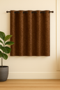 Blackout Emboss Grommet Curtain | Textured Fabric | Grommet Top | Pack of 1 | 7 * 4ft for Doors | Brown Colour | Tie Back Included | (Brown, 7ft)