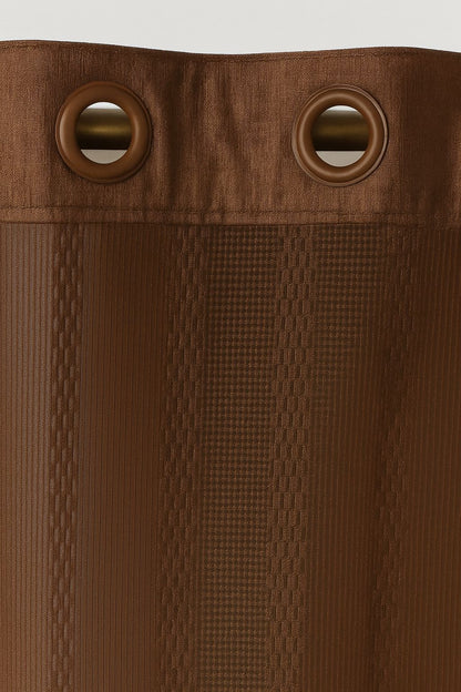 Star Net Design Curtain | 7 * 4ft | Grommet Top | Pack of 1 | Brown Colour | Tie Back Included