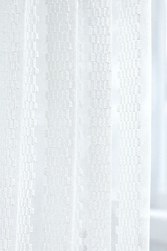 Sheer star Net Design Curtain | Grommet Top | Pack of 1 | White Colour | Tie Back Included | 7*4ft