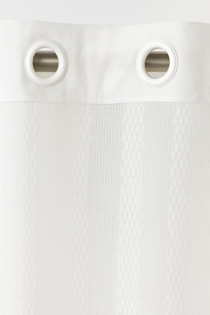 Sheer White Star Net Design Curtain | Window Length 5 * 4ft | Grommet Top | Pack of 1 | White Colour | Tie Back Included