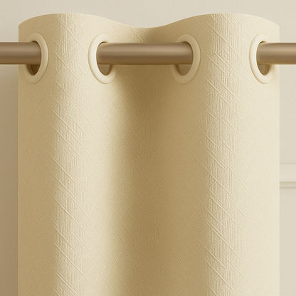 Warp Knitting Fabric Curtain | Minimal Design | Grommet Top | Pack of 1 | 7 * 4ft  | Cream Colour | Velcro tie Back Included