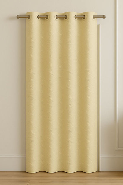 Warp Knitting Fabric Curtain | Minimal Design | Grommet Top | Pack of 1 | 7 * 4ft  | Cream Colour | Velcro tie Back Included
