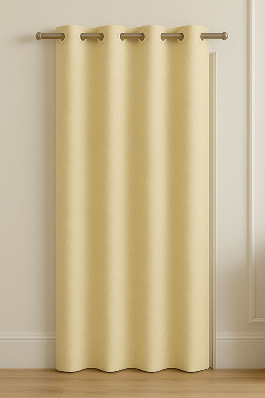 Warp Knitting Fabric Curtain | Minimal Design | Grommet Top | Pack of 1 | 7 * 4ft  | Cream Colour | Velcro tie Back Included