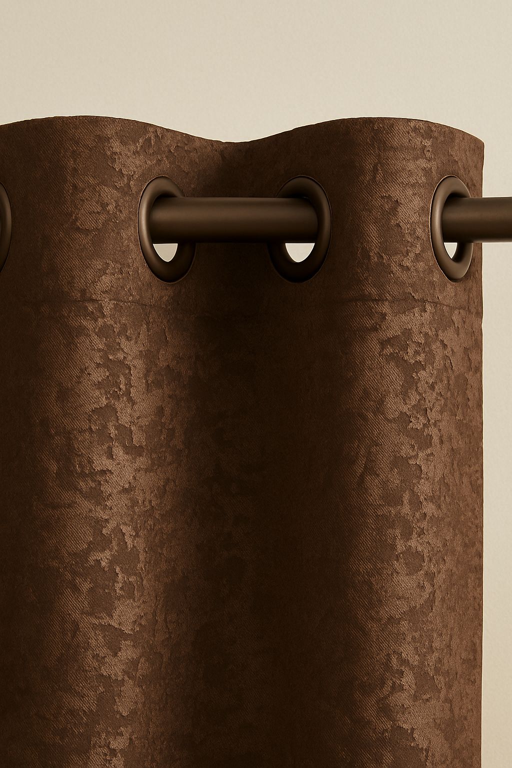 Blackout Emboss Grommet Curtain | Textured Fabric | Grommet Top | Pack of 1 | 7 * 4ft for Doors | Brown Colour | Tie Back Included | (Brown, 7ft)