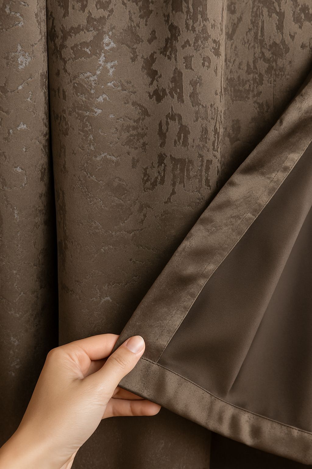 Blackout Emboss Grommet Curtain | Textured Fabric | Grommet Top | Pack of 1 | 7 * 4ft for Doors | Brown Colour | Tie Back Included | (Brown, 7ft)